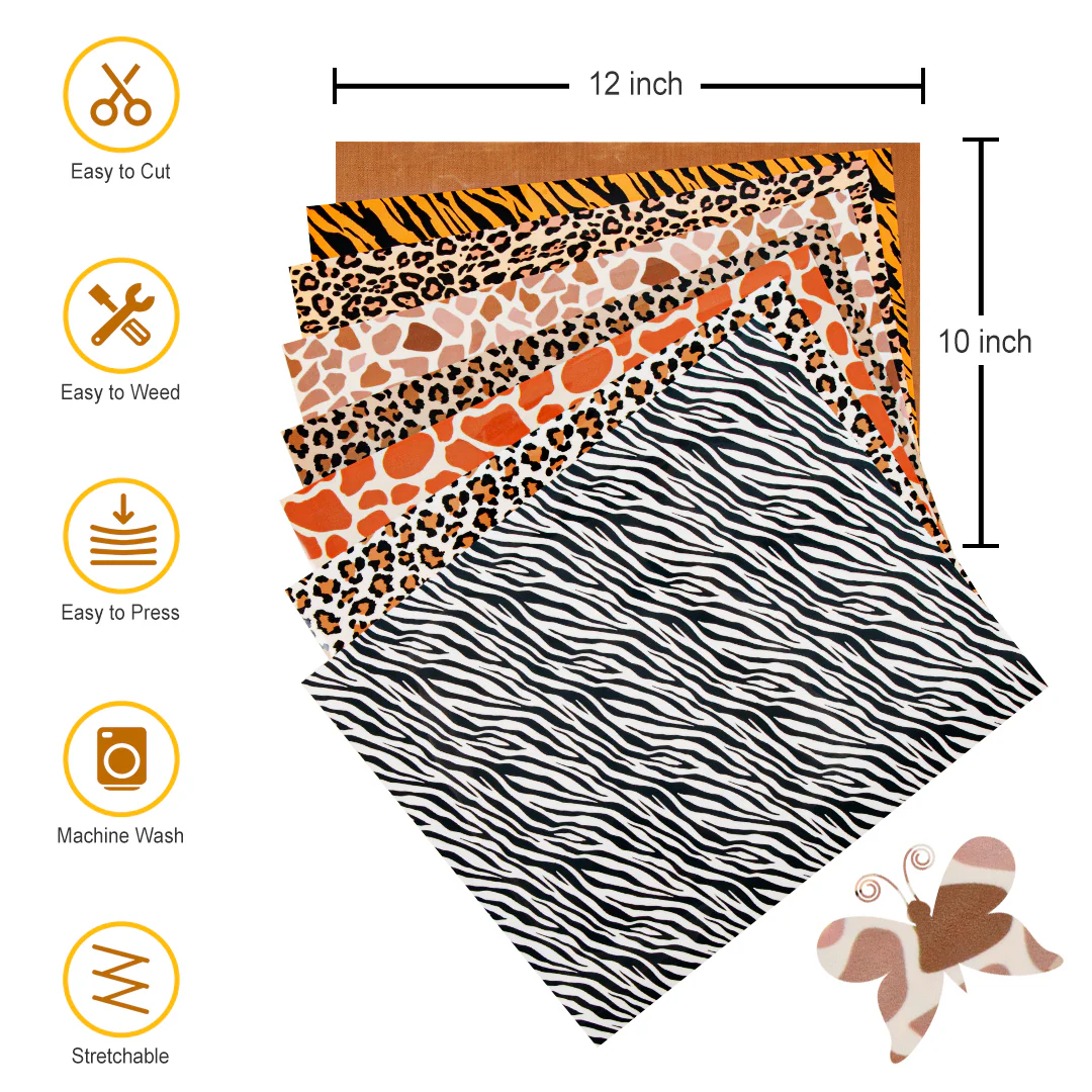 Animal Patterned Leopard Heat Transfer Vinyl Bundle - 12"x10" 8 Packs - Image 3