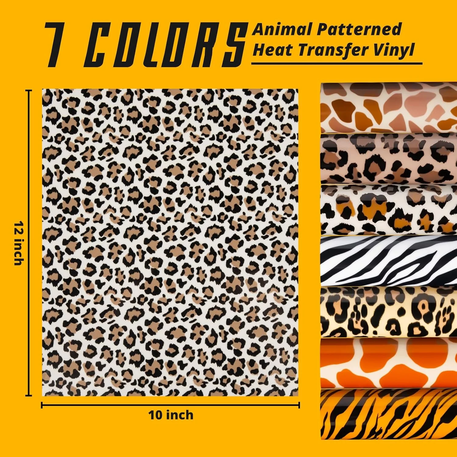 Animal Patterned Leopard Heat Transfer Vinyl Bundle - 12"x10" 8 Packs - Image 9