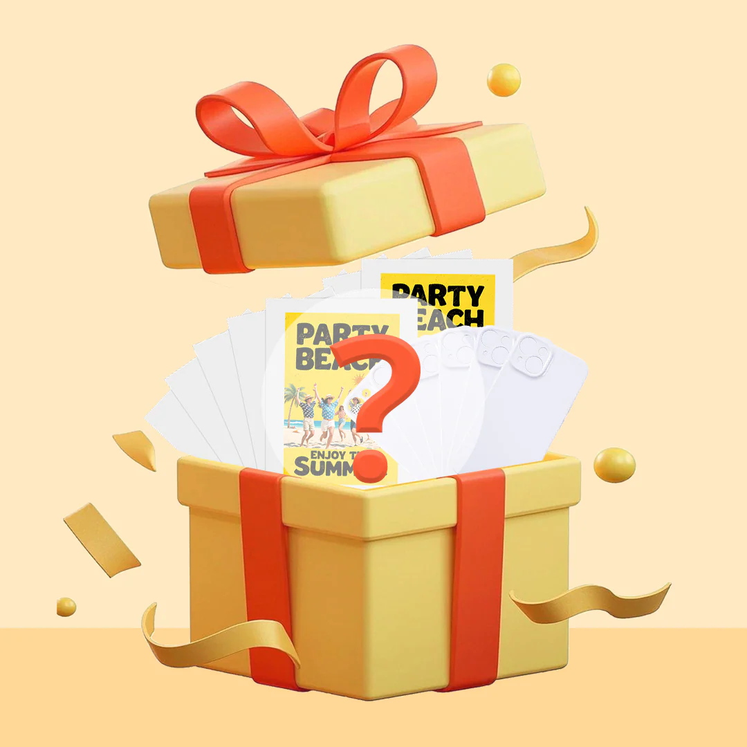 Exclusive Gifts  For H17--Sublimation Film(A4) x 5 + Phone Case Mystery Box -  6 Cases Per Box, Same iPhone Model in Each Box + 58mm Sublimation Badge - 3 Pcs