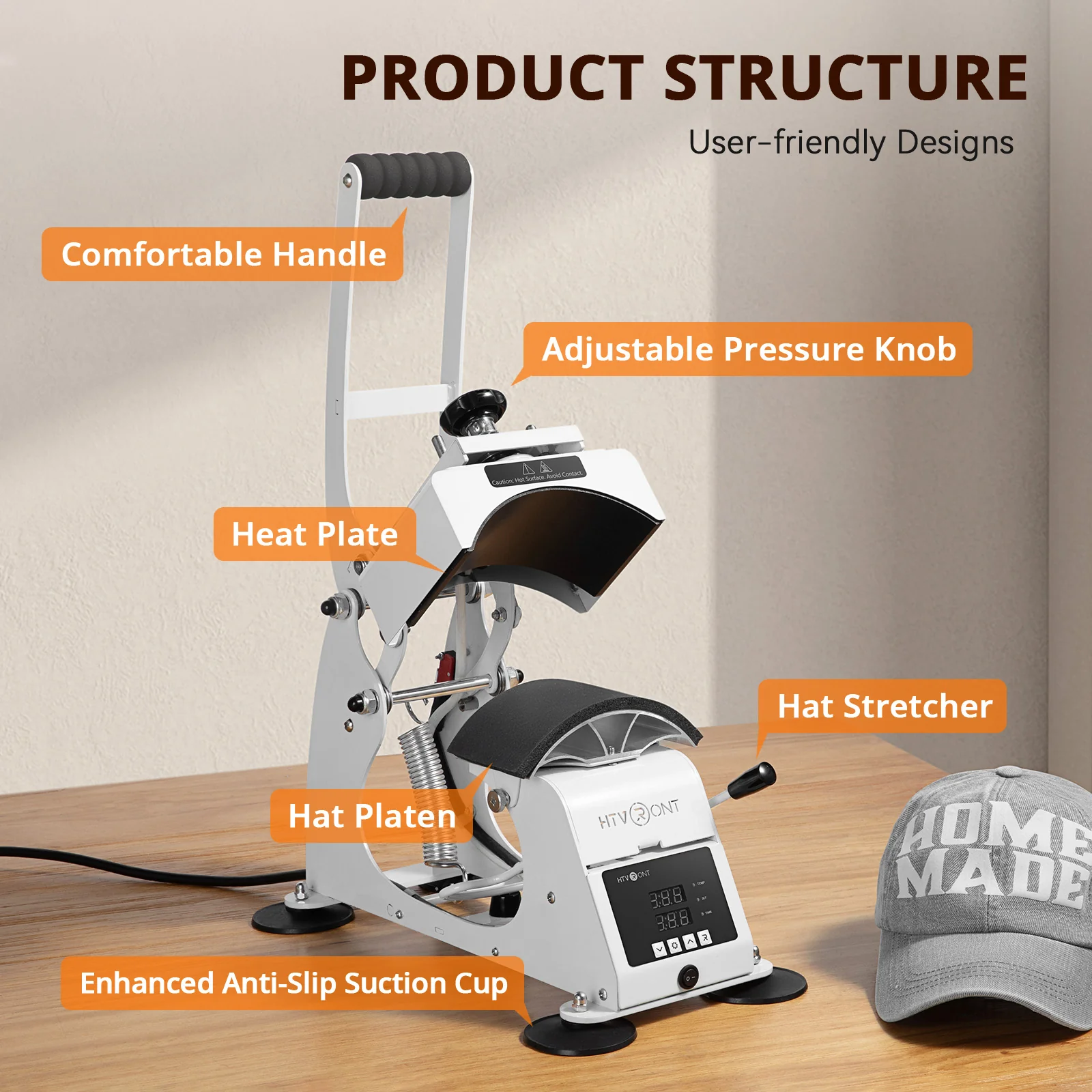 HTVRONT Manual Hat Heat Press Machine 110V - Image 9