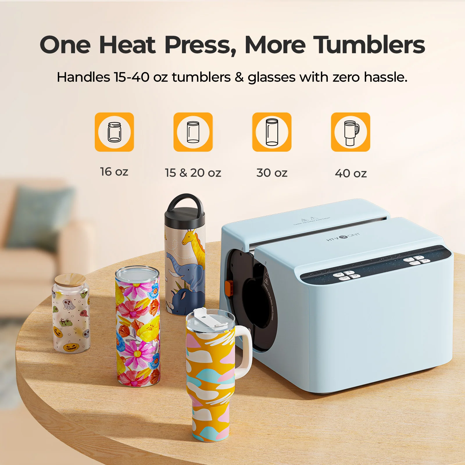 HTVRONT A200 Auto Tumbler Heat Press, Pro Kit - Daisy White - Image 11
