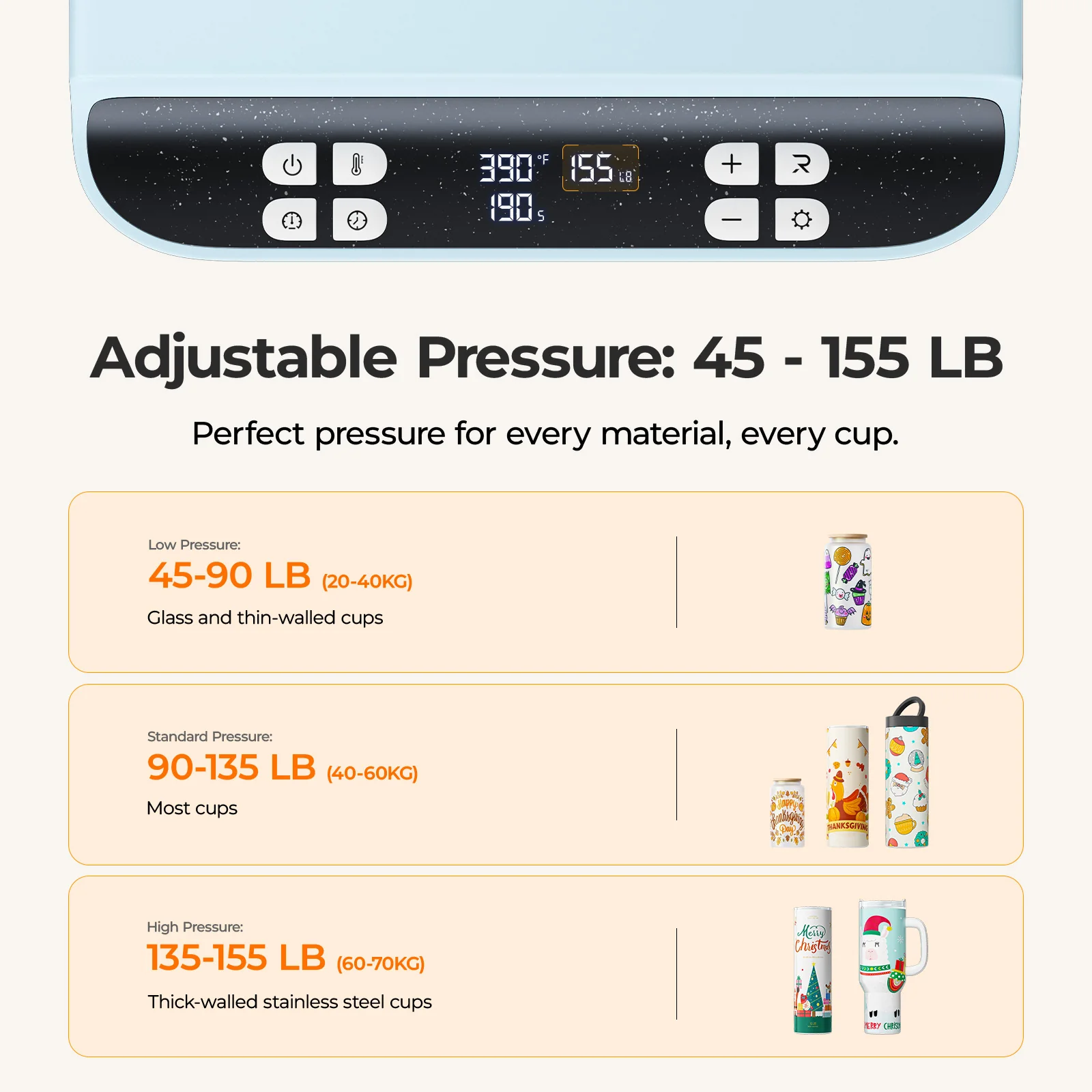 HTVRONT A200 Auto Tumbler Heat Press, Pro Kit - Daisy White - Image 14