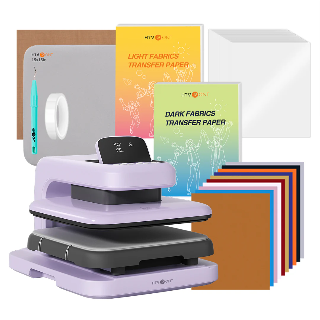 HTVRONT Auto Heat Press 2 - Digit 120V, Starter Kit - Lavender Purple - Image 4