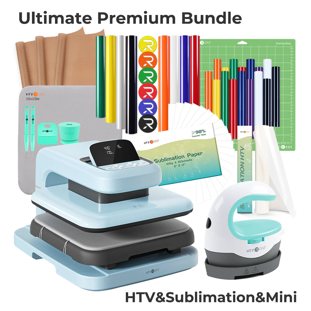 HTVRONT Auto Heat Press 2 - Digit 120V, Ultimate Premium Kit - Bubble Blue - Image 12
