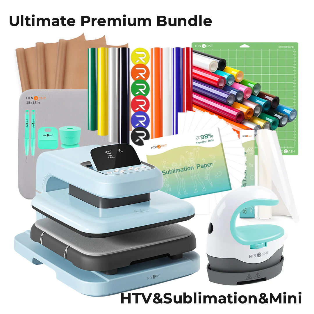 HTVRONT Auto Heat Press 2 - Digit 120V, Ultimate Premium Kit - Bubble Blue - Image 16