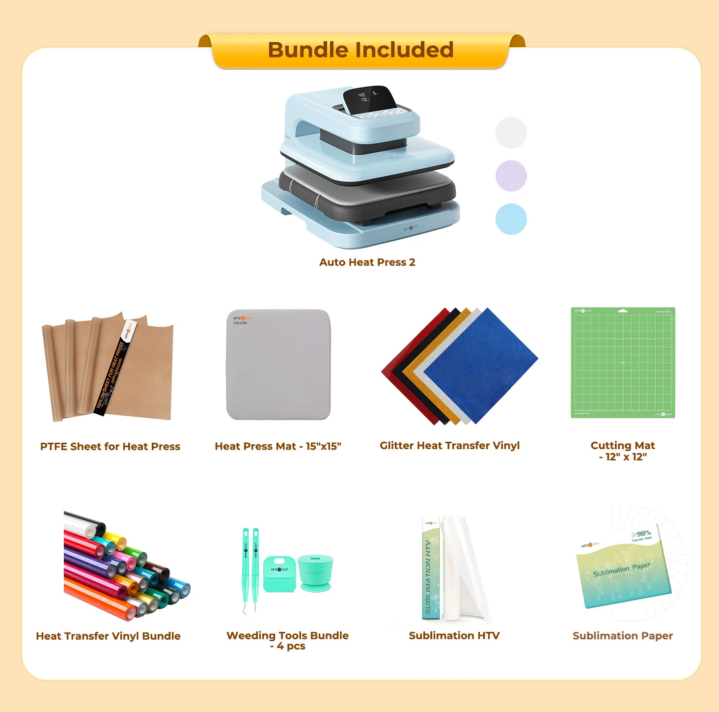 HTVRONT Auto Heat Press 2 - Digit 120V, Ultimate Premium Kit - Bubble Blue - Image 2