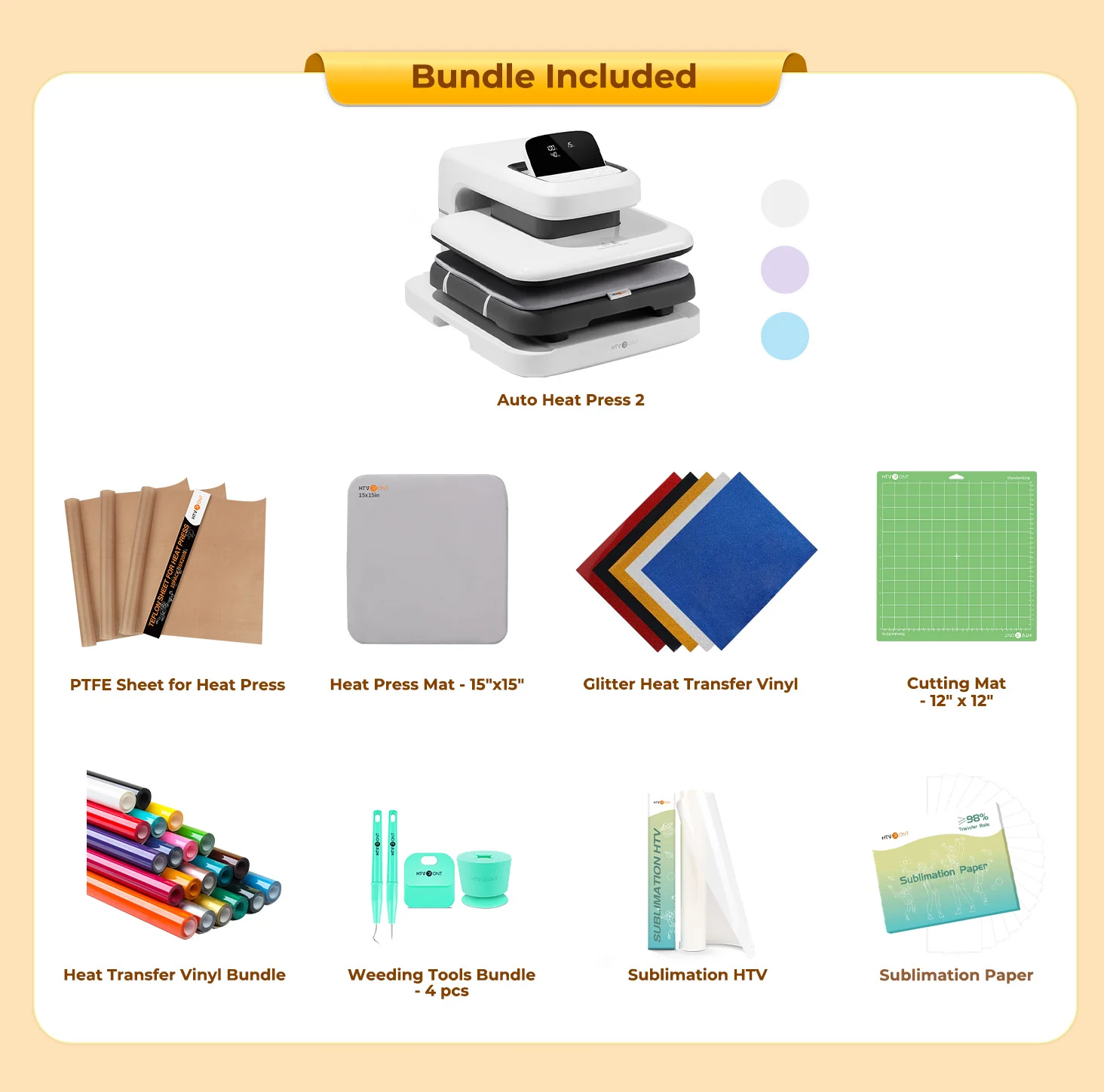 HTVRONT Auto Heat Press 2 - Digit 120V, Ultimate Premium Kit - Daisy White - Image 2