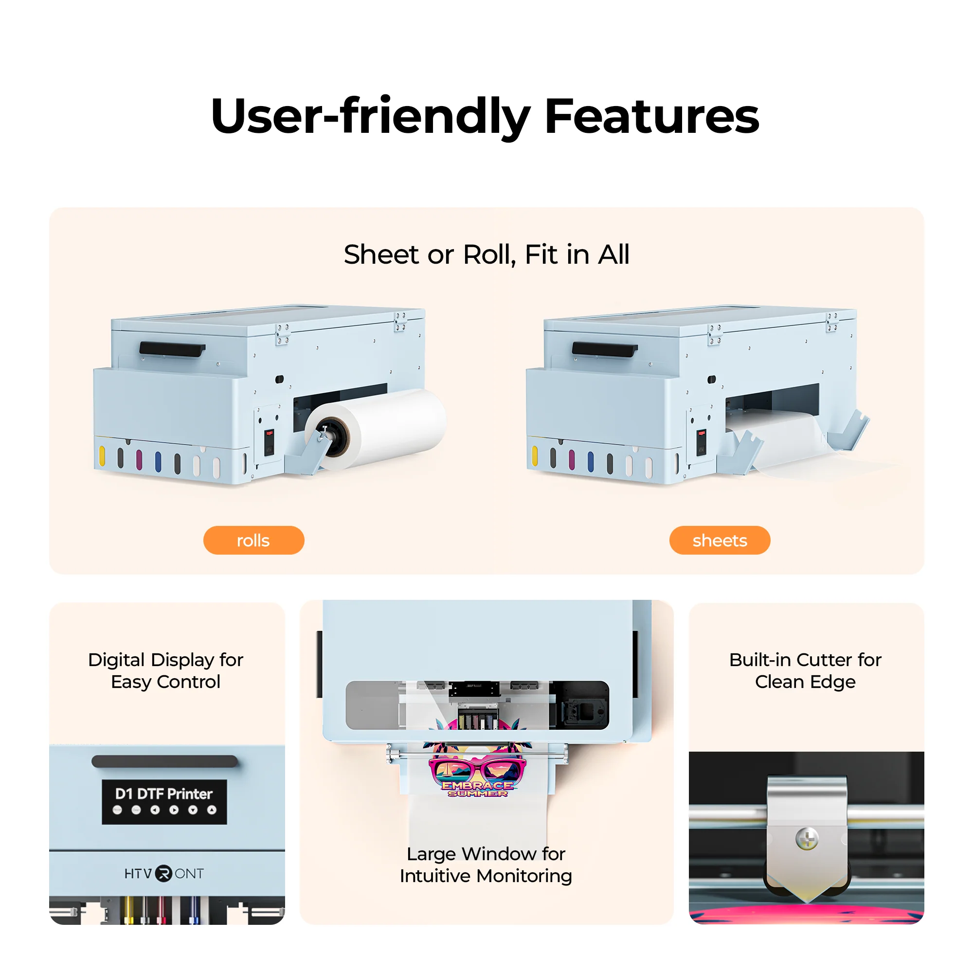 HTVRONT D1 DTF Printer, Standard Kit - Daisy White - Image 10