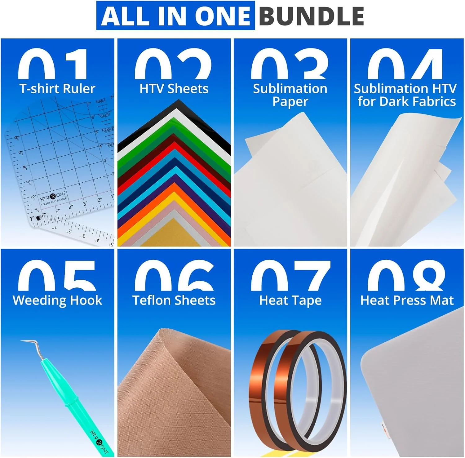 CA HTVRONT 55 Pack Heat Press Accessories for 15X15 Heat Press Machine - Image 2