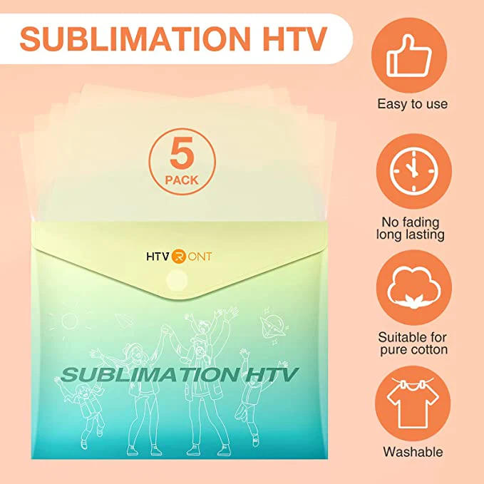 Clear Sublimation HTV for Light Fabric - 12" x 10"  5 Pack - Image 2