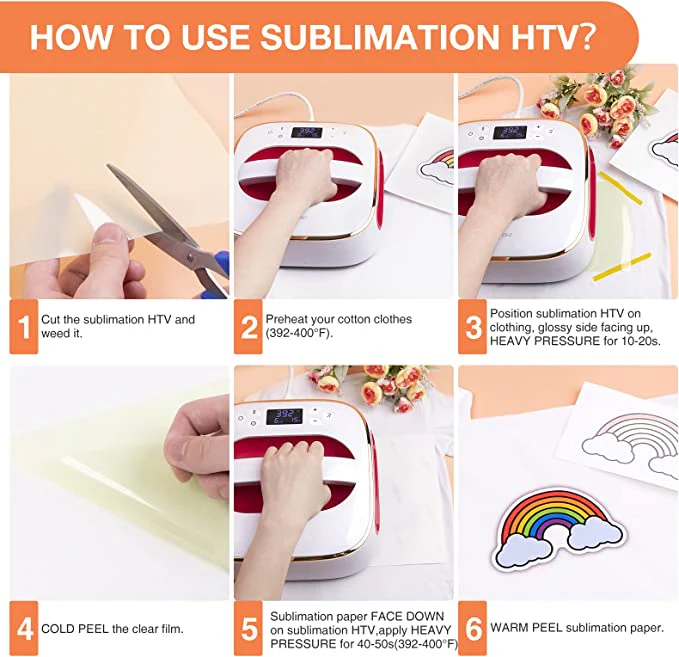 Clear Sublimation HTV for Light Fabric - 12" x 10"  5 Pack - Image 6