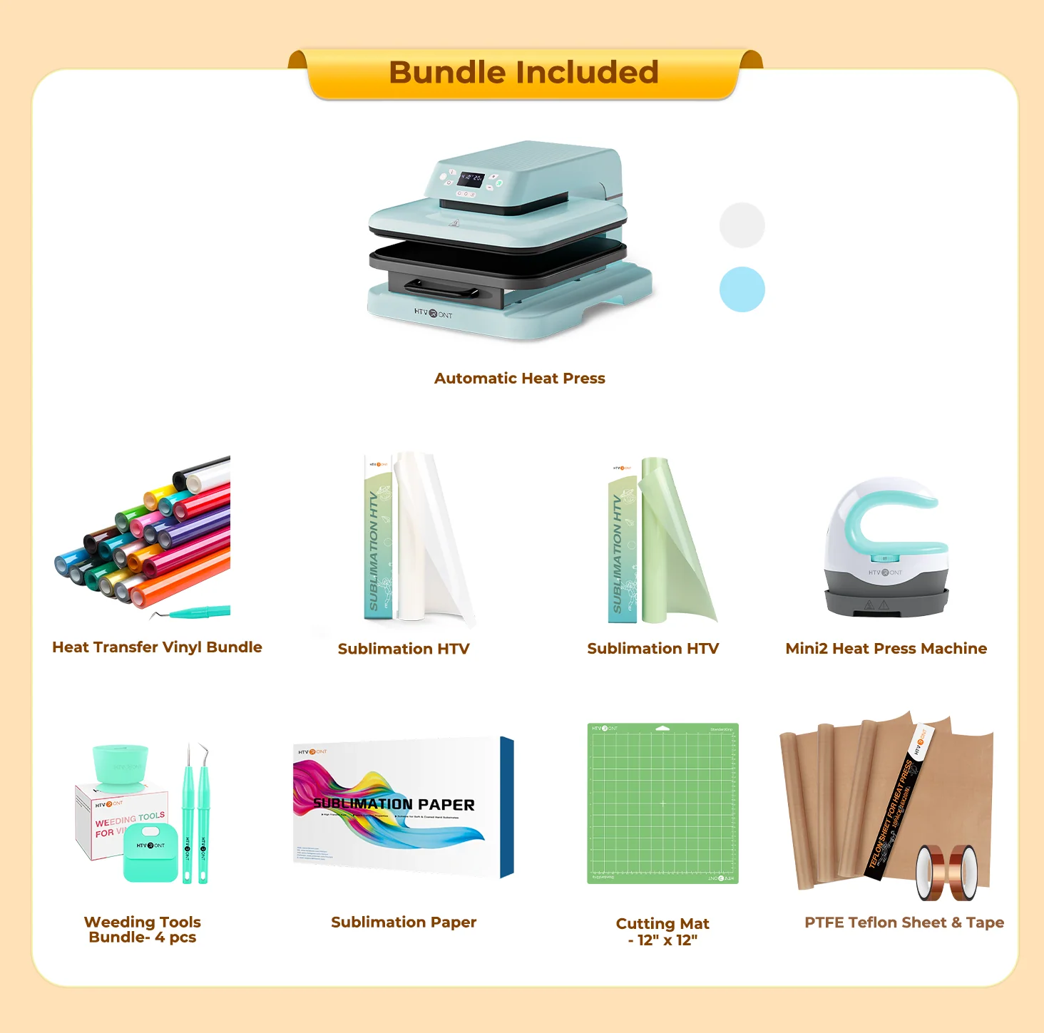 HTVRONT Auto Heat Press Machine for T Shirts 15x15 110V, Ultimate Premium Kit - Light Blue - Image 14