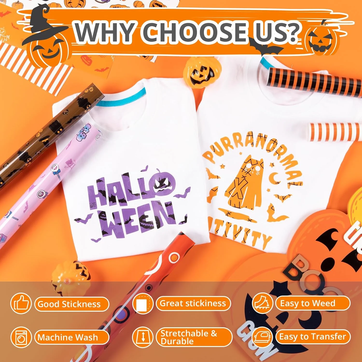 Halloween Patterned HTV Heat Transfer Vinyl - 12x10" 13 Sheets - Image 4