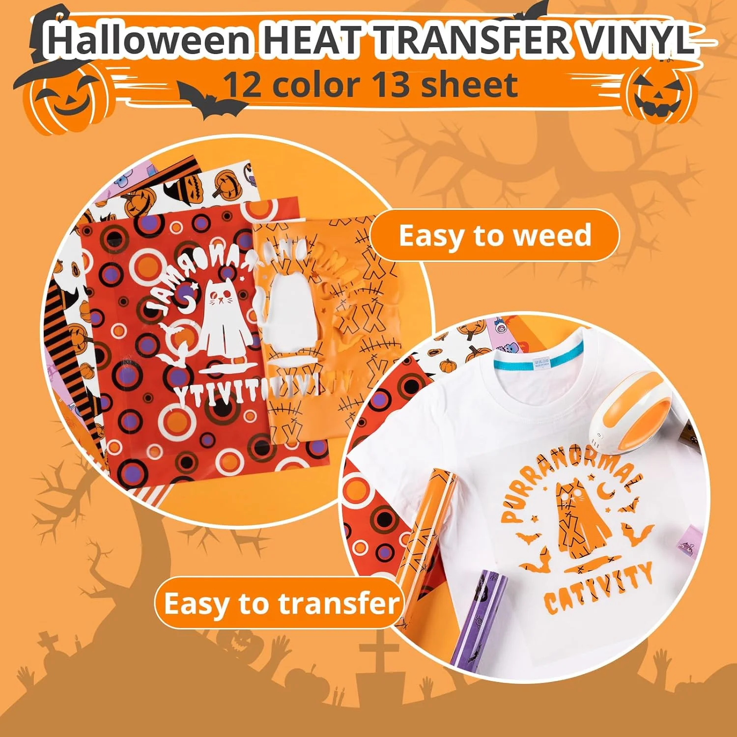 Halloween Patterned HTV Heat Transfer Vinyl - 12x10" 13 Sheets - Image 5