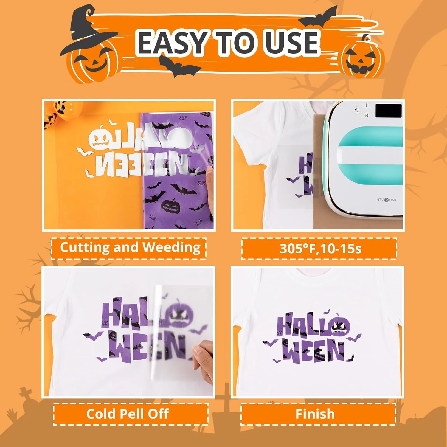 Halloween Patterned HTV Heat Transfer Vinyl - 12x10" 13 Sheets - Image 6