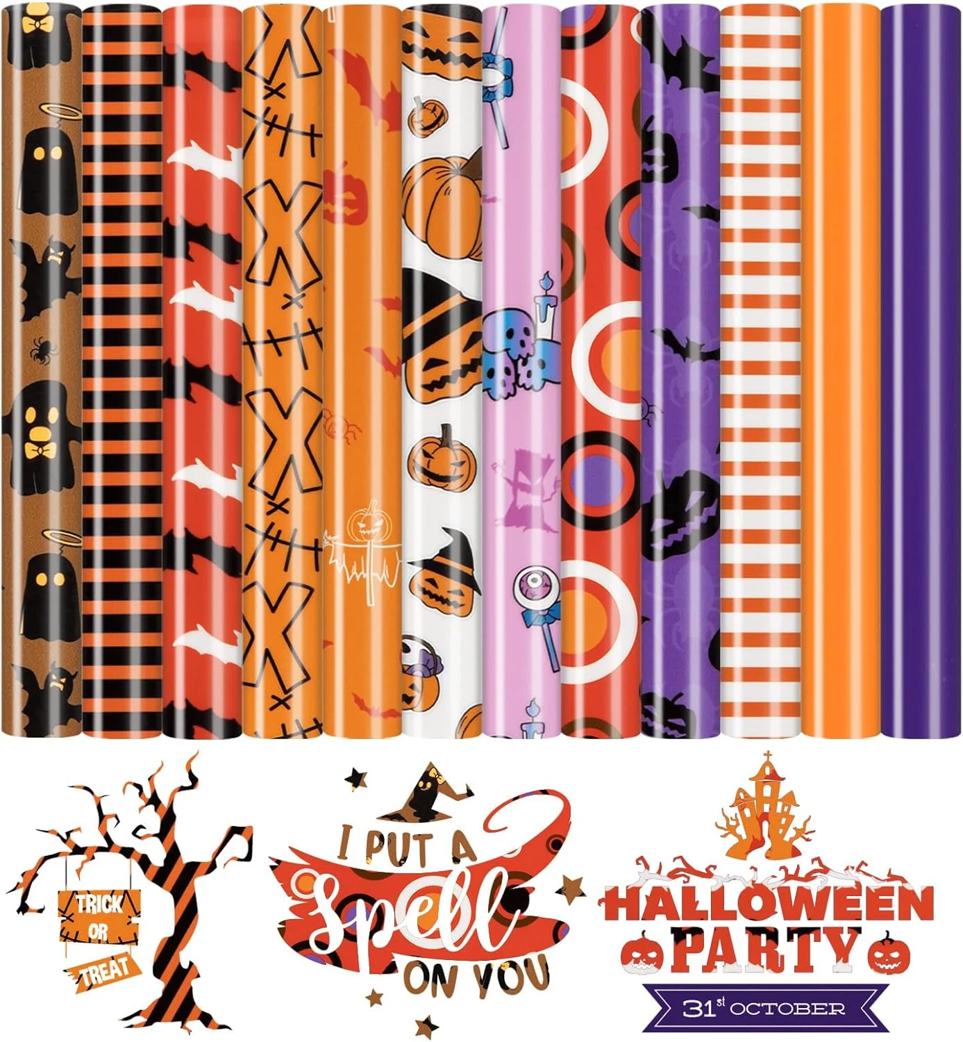 Halloween Patterned HTV Heat Transfer Vinyl - 12x10" 13 Sheets - Image 8