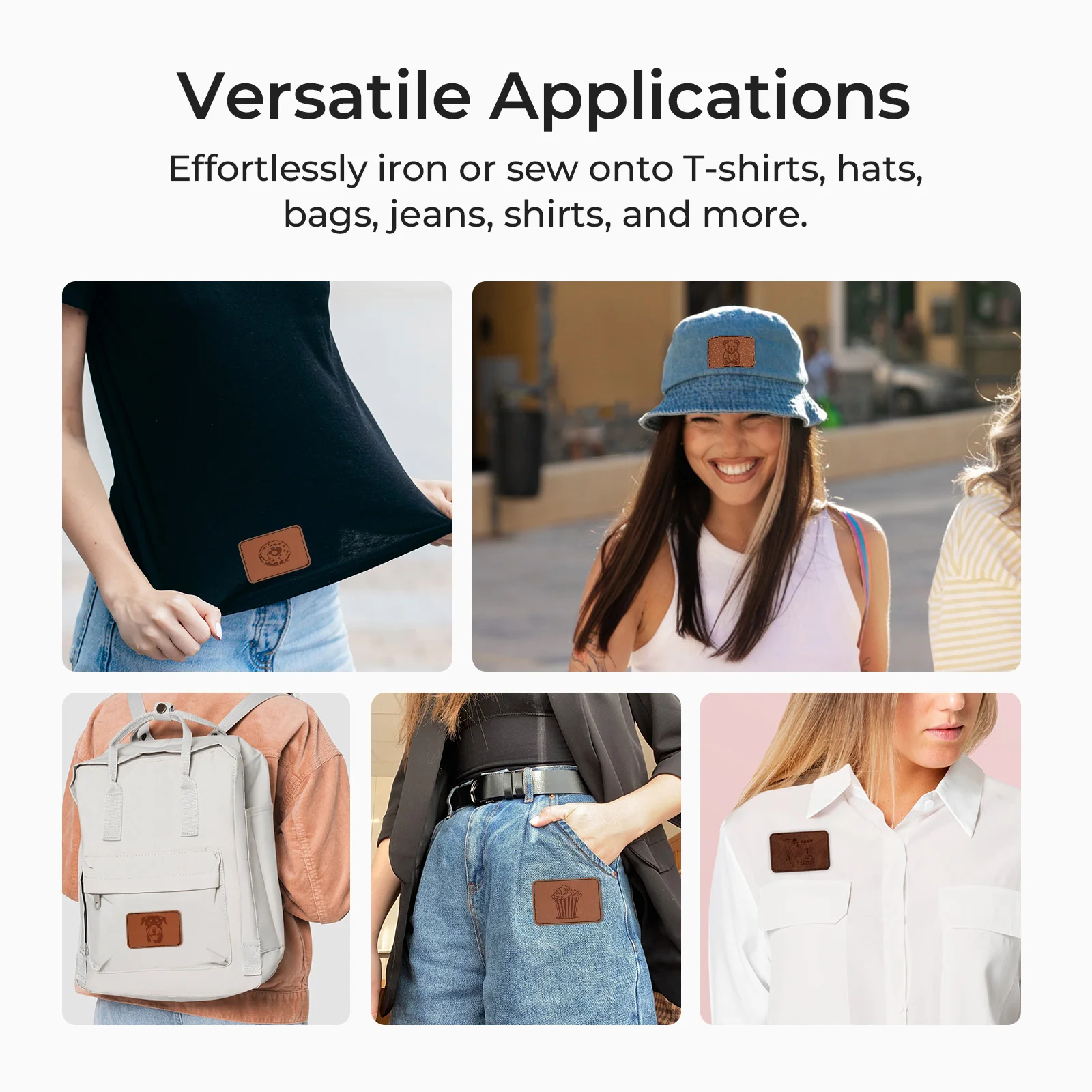 Leatherette Hat Patch-30pcs/60psc - Image 3