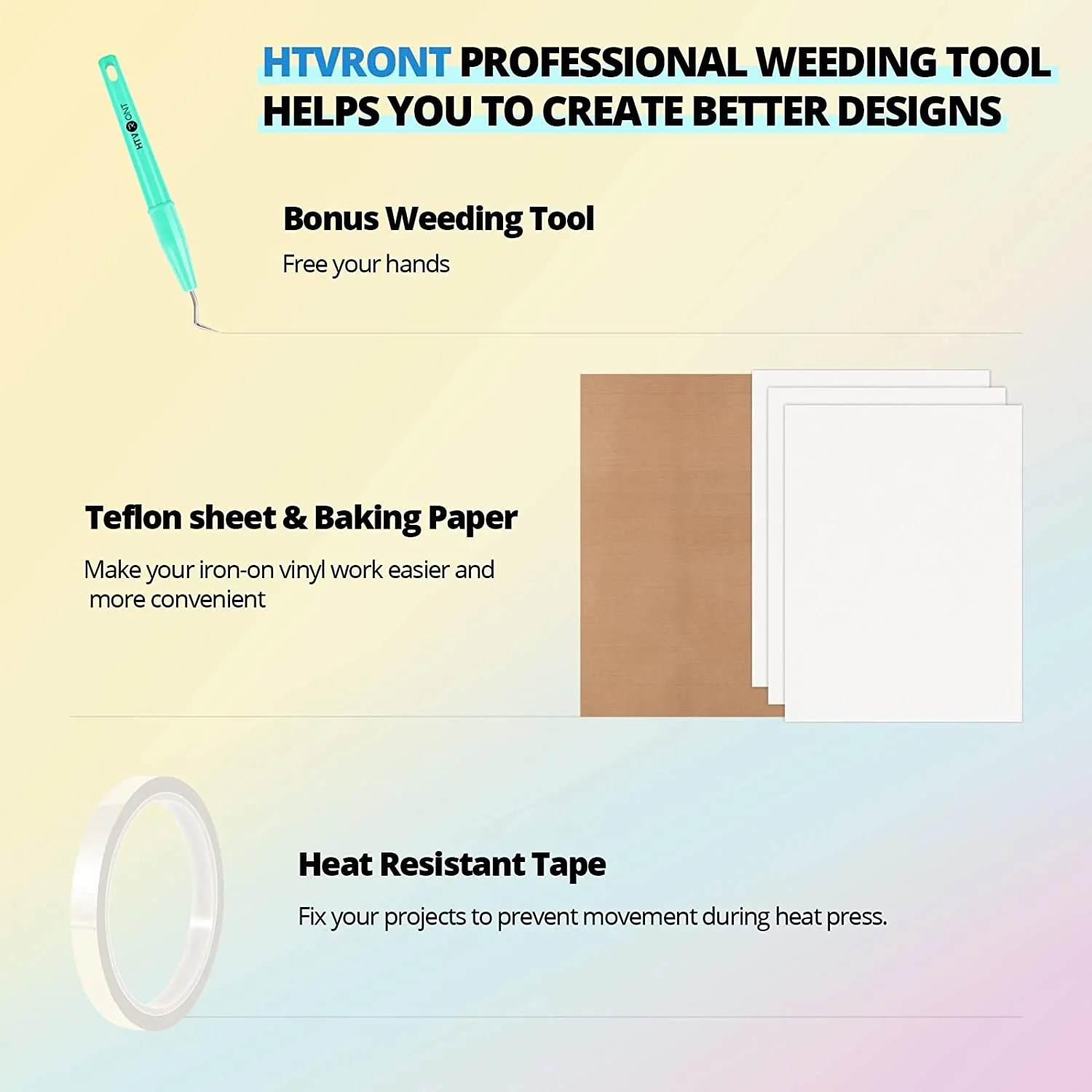 Heat Press Accessories Bundle for Easy Craft - 52 Pcs(included Heat Press Mat 11.5*11.5in+PTFE Teflon Sheet 12*10in) - Image 7