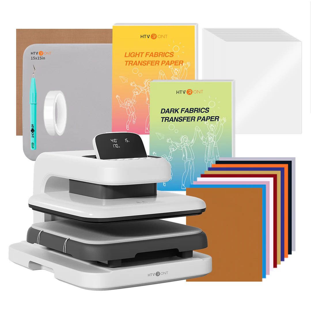 HTVRONT Auto Heat Press 2 - Digit 120V, Starter Kit - Daisy White - Image 4
