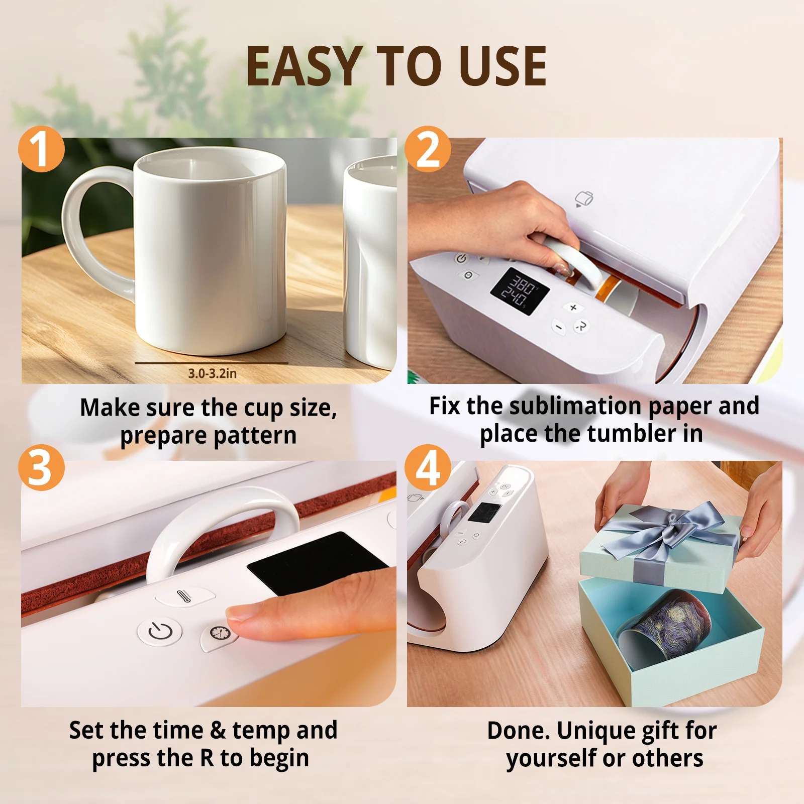 CA HTVRONT Auto Tumbler Heat Press 120V (2 Colors), Standard Kit - Image 8