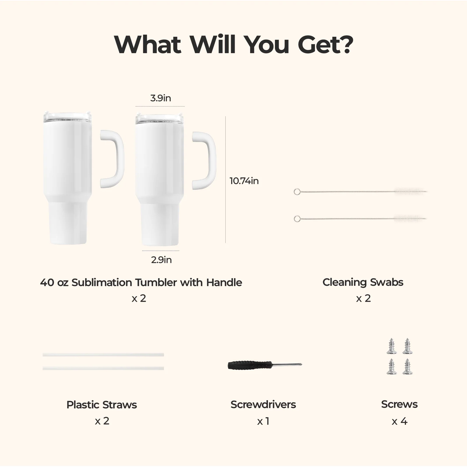2 Pack 40oz Sublimation Tumbler Blanks With Handle, Suitable For A200H Auto Handle Tumbler Heat Press - Image 3