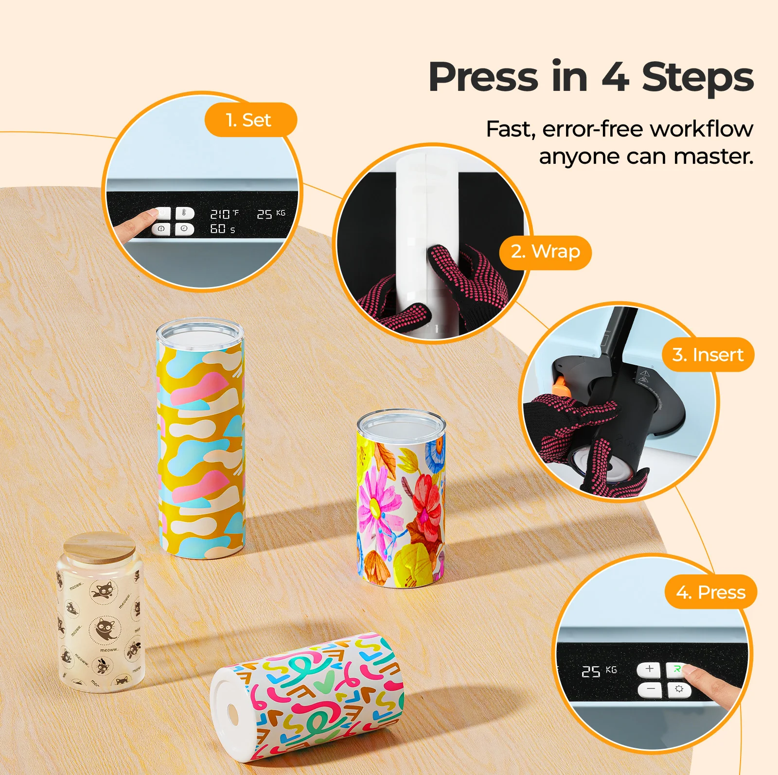 HTVRONT A200 Auto Tumbler Heat Press, A200 Standard Kit A - Image 4