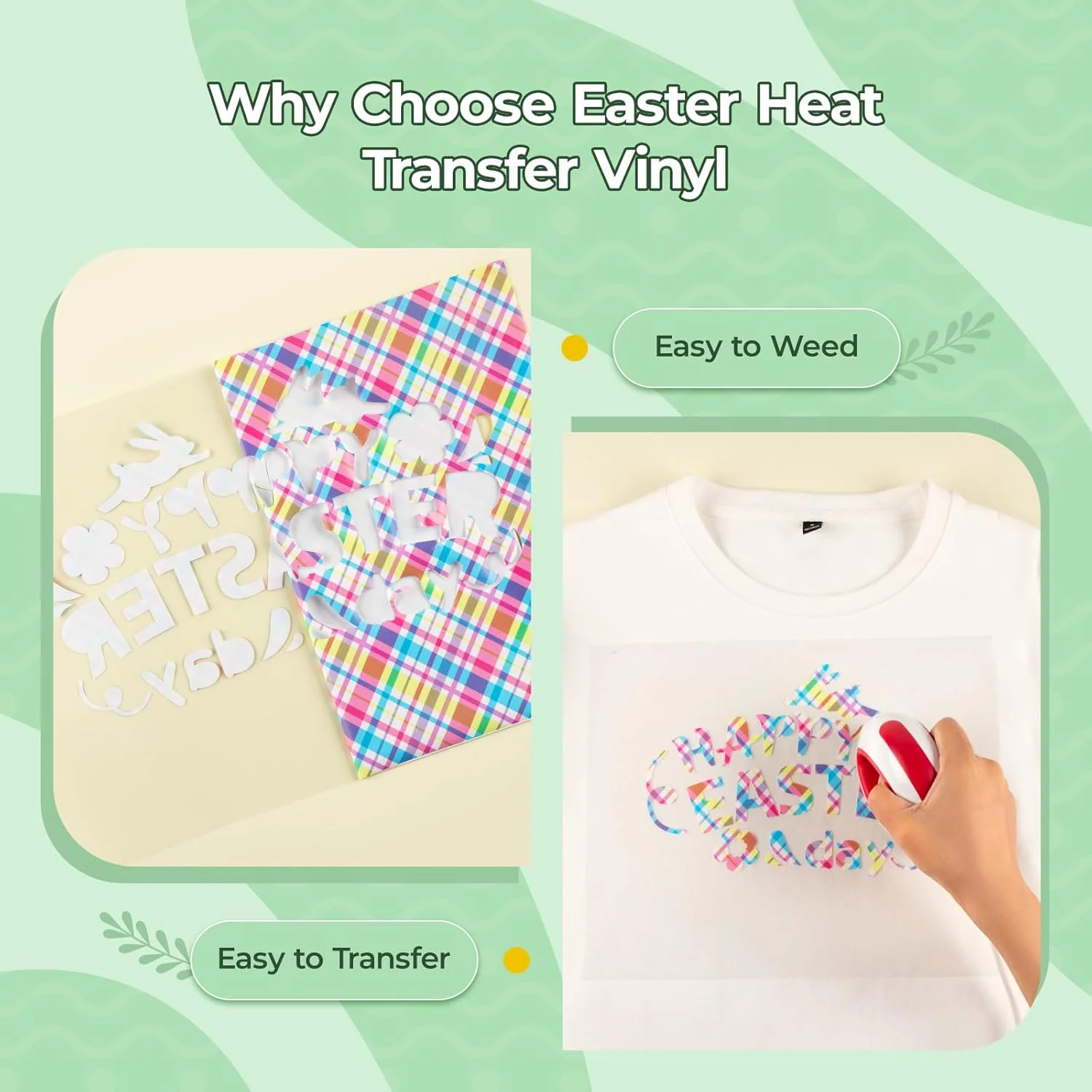 Easter Plaid Heat Transfer Vinyl - 11 Pack Easter Iron on Vinyl for T-Shirts - 12"x10" - Image 7