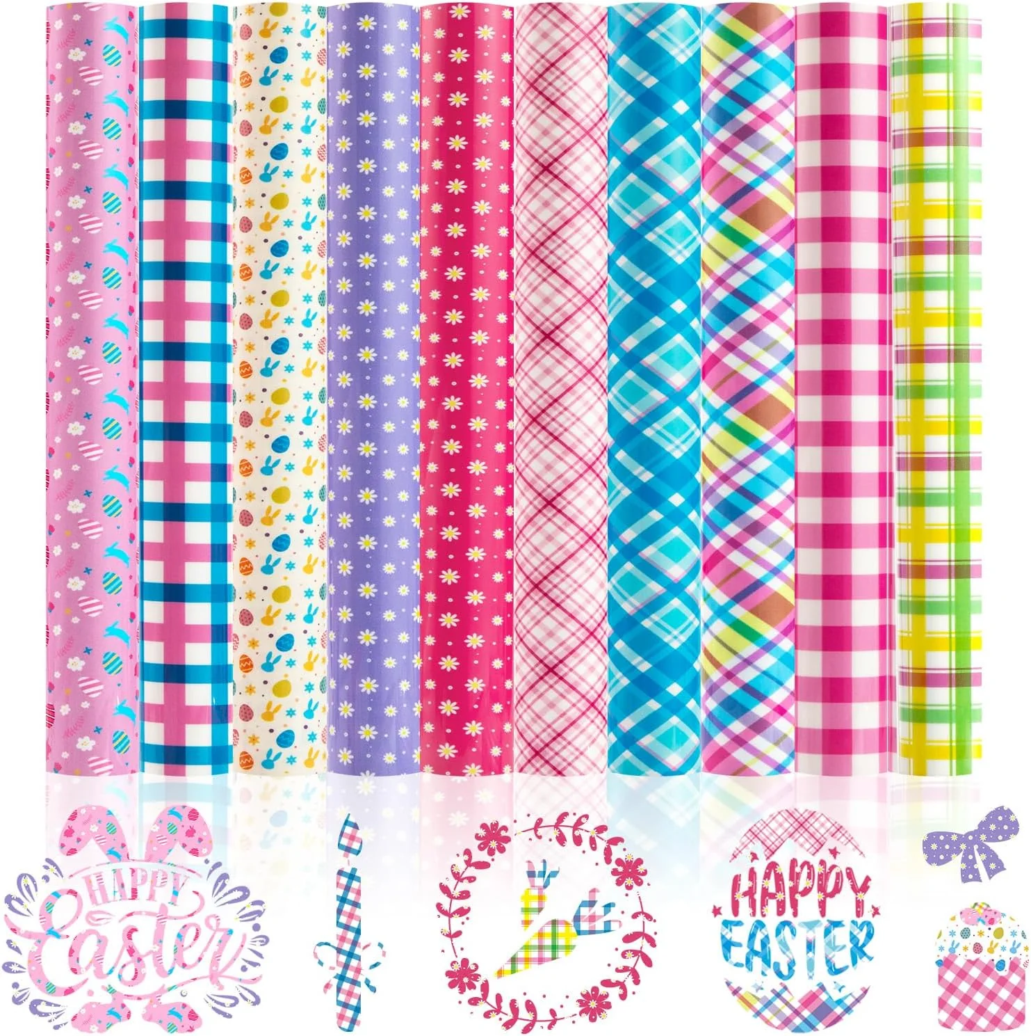 Easter Plaid Heat Transfer Vinyl - 11 Pack Easter Iron on Vinyl for T-Shirts - 12"x10" - Image 9