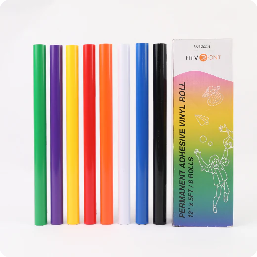 CA HTVRONT Adhesive Vinyl Roll Bundle - 12" x 5 FT (8 Assorted Colors)