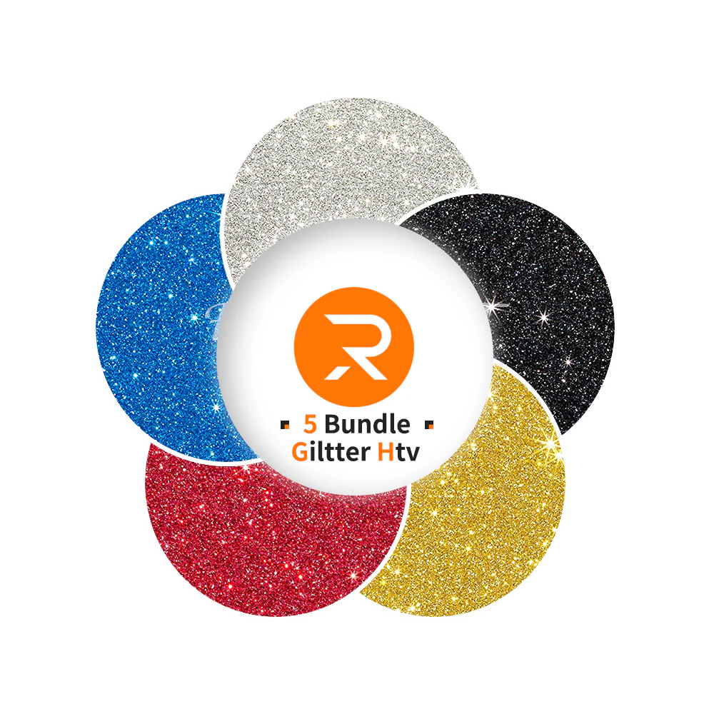 Glitter Heat Transfer Vinyl Bundle - 12" x 10" 5 Pack (5 Assorted Colors) - Image 5