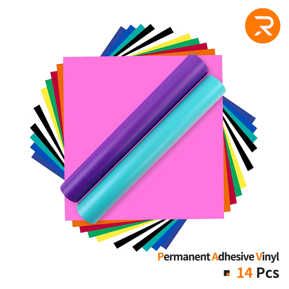 CA HTVRONT Matte Adhesive Vinyl Bundle - 12" x 12" 14 Pack (12 Assorted Colors) - Image 3
