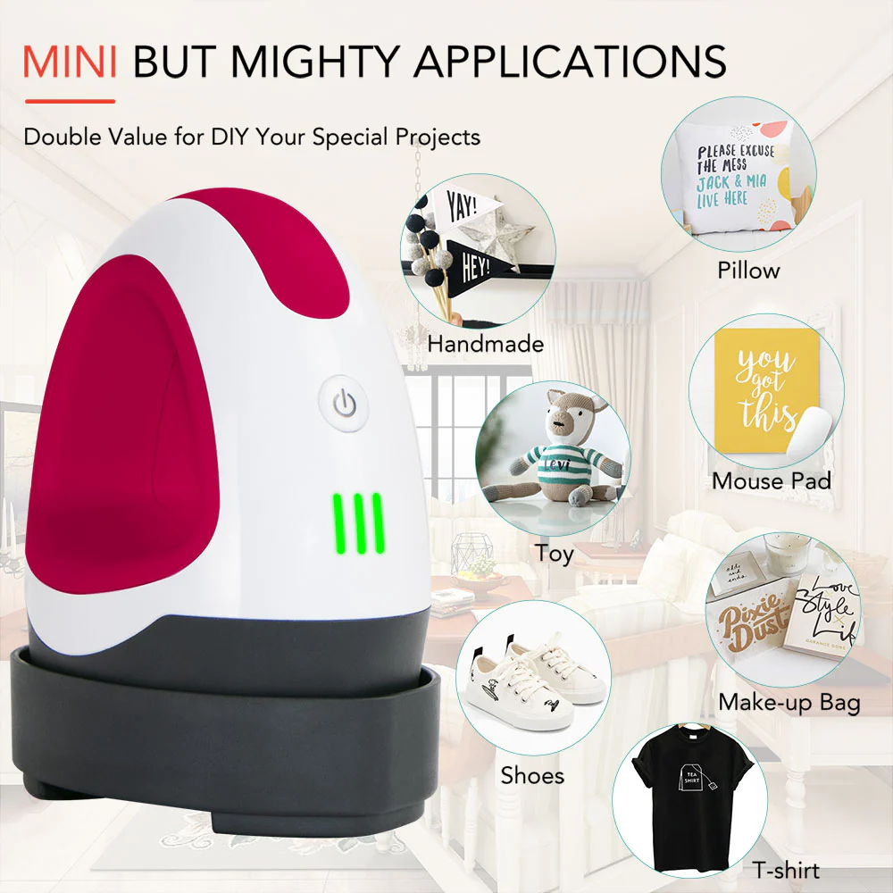 CA HTVRONT Mini Heat Press Machine - (4 Colors) - Portable Heat Press - Image 12
