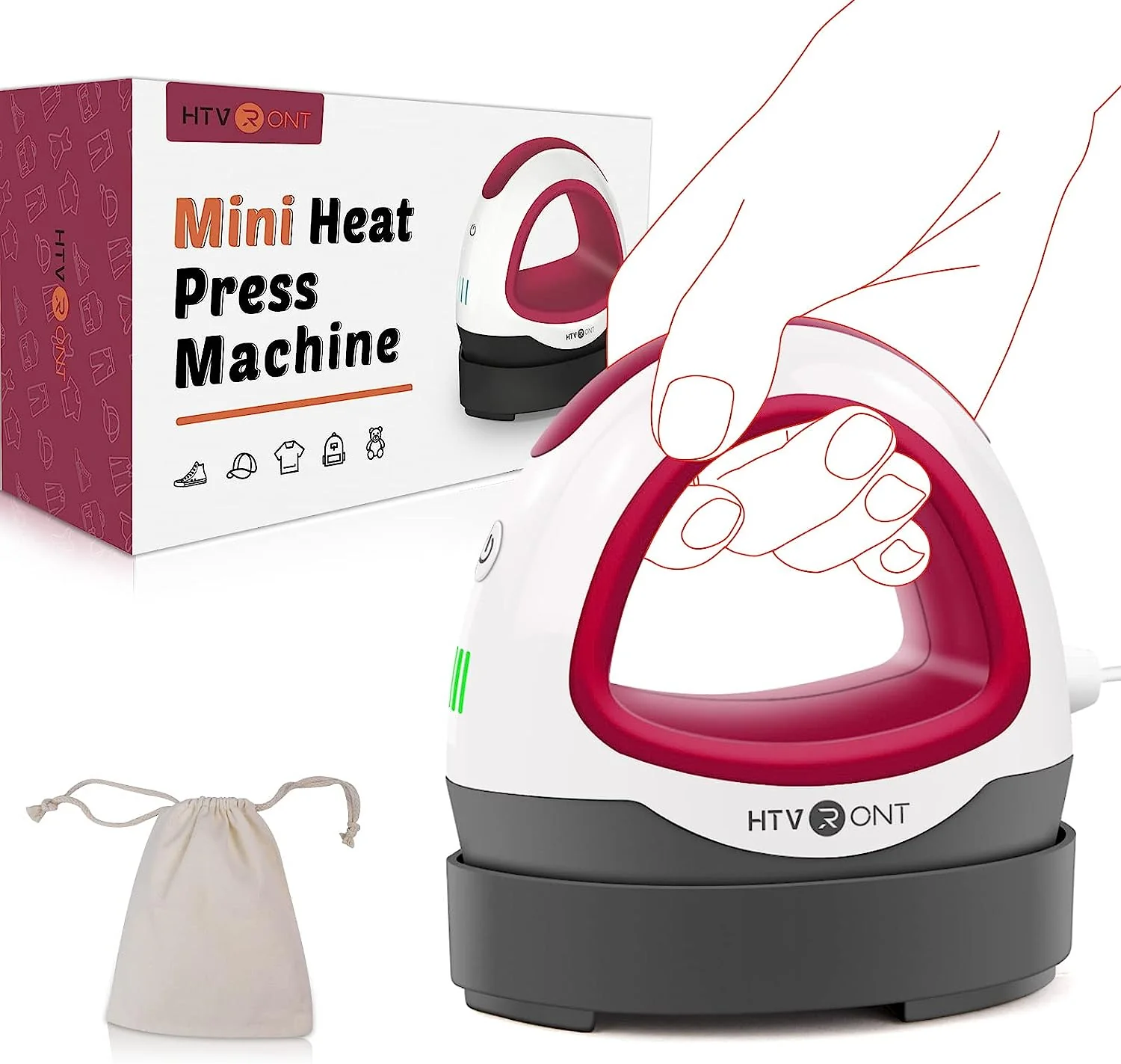 CA HTVRONT Mini Heat Press Machine - (4 Colors) - Portable Heat Press - Image 8