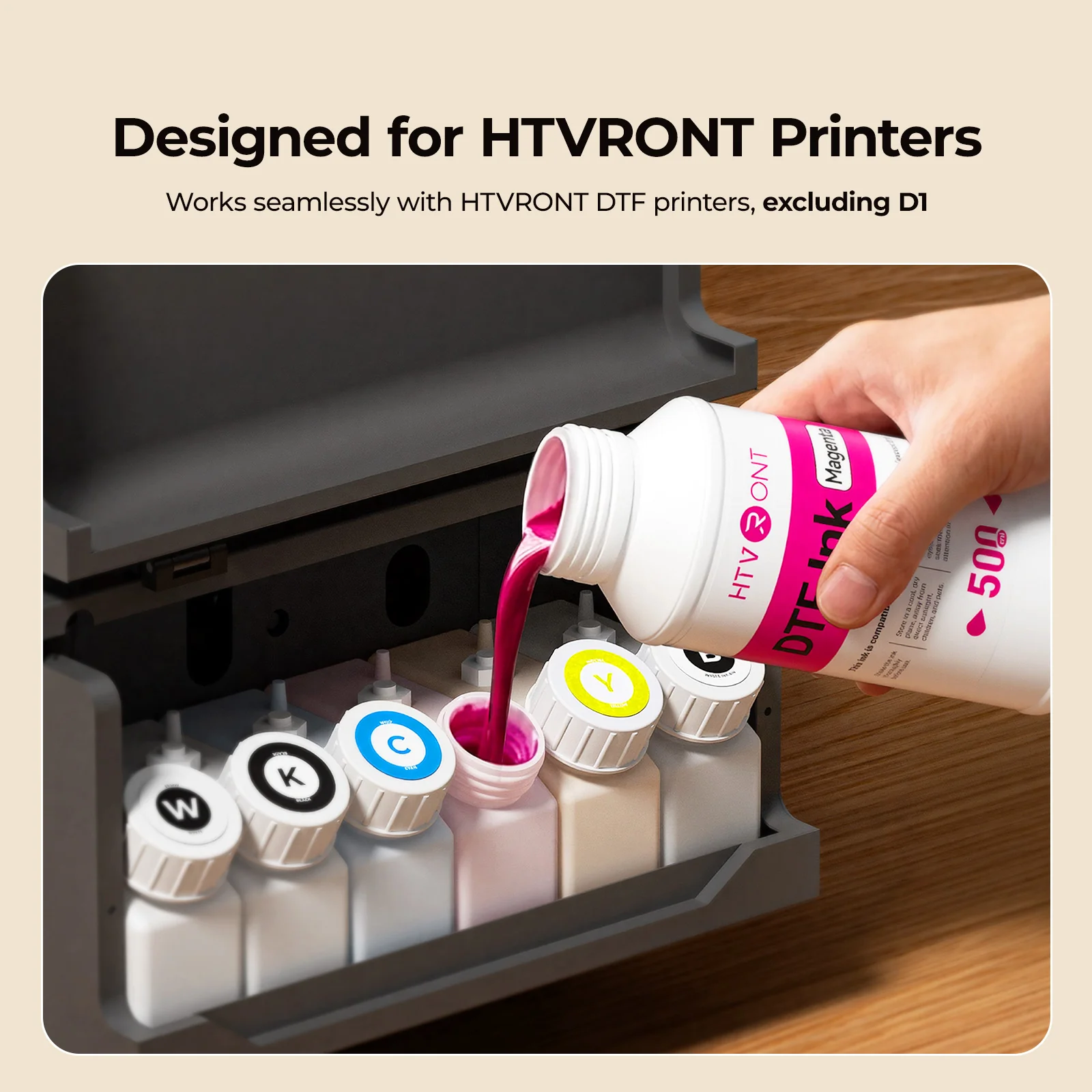 【Only D2】HTVRONT D2 DTF Printer Ink Set 500ml*6/1000ml - Image 4