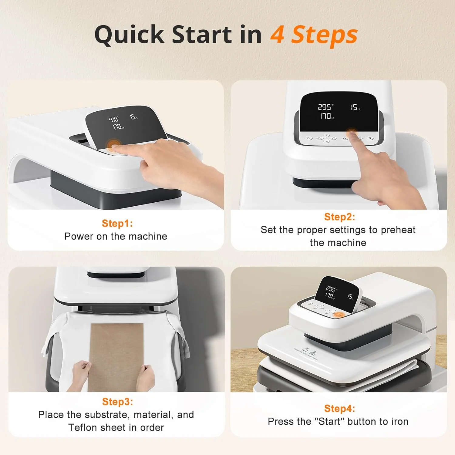 [Machine Bundle] HTVRONT Manual Hat Heat Press + Auto Heat Press 2-15"x15" - Image 10