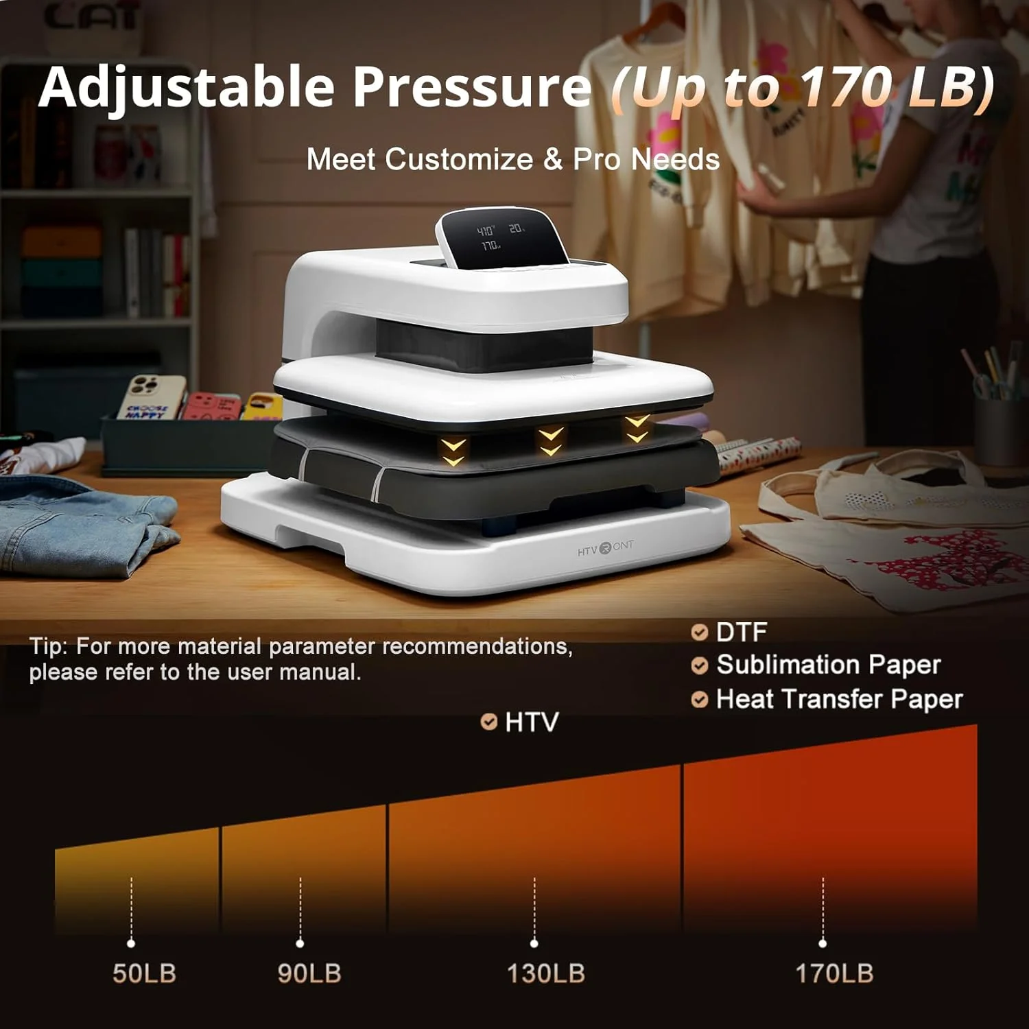 [Machine Bundle] HTVRONT Manual Hat Heat Press + Auto Heat Press 2-15"x15" - Image 6