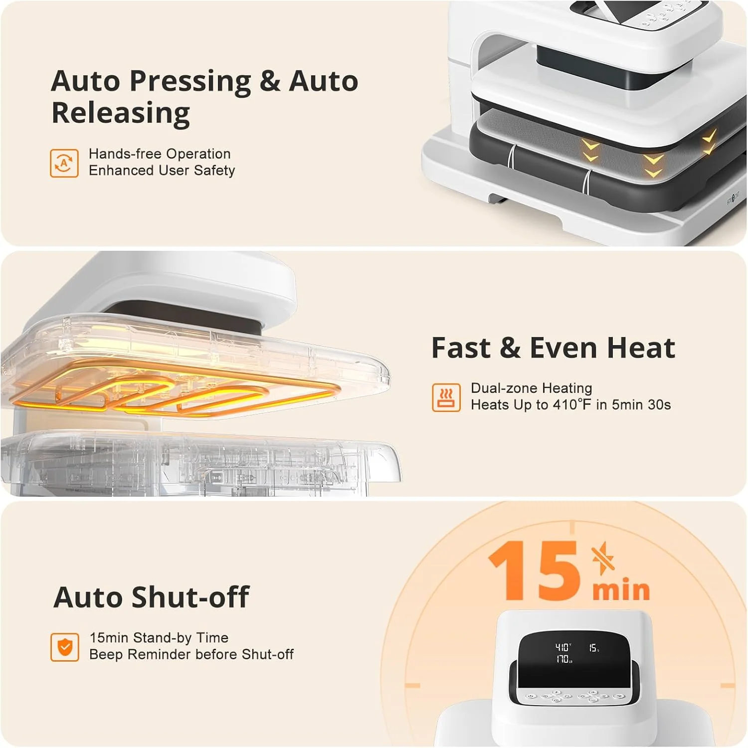 [Machine Bundle] HTVRONT Manual Hat Heat Press + Auto Heat Press 2-15"x15" - Image 8
