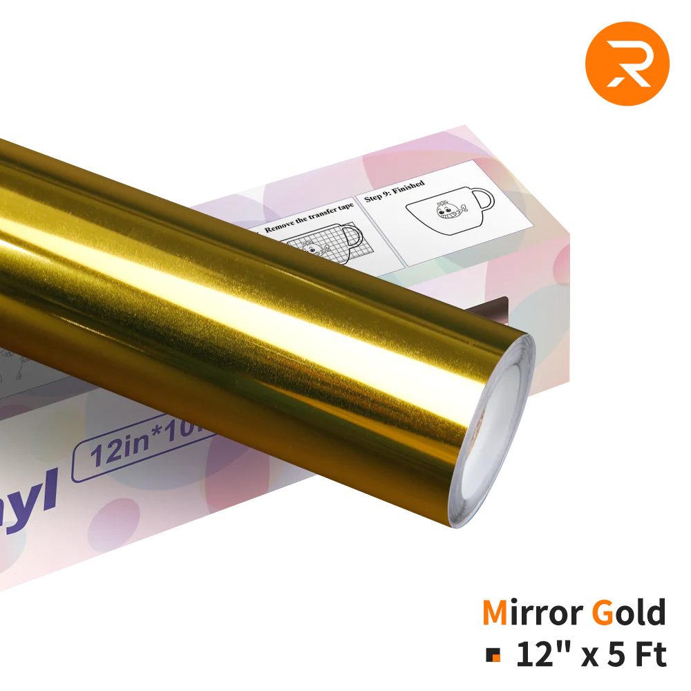 Mirror Metallic Adhesive Vinyl Roll - 12" x 5 FT（3 Colors Available) - Image 5