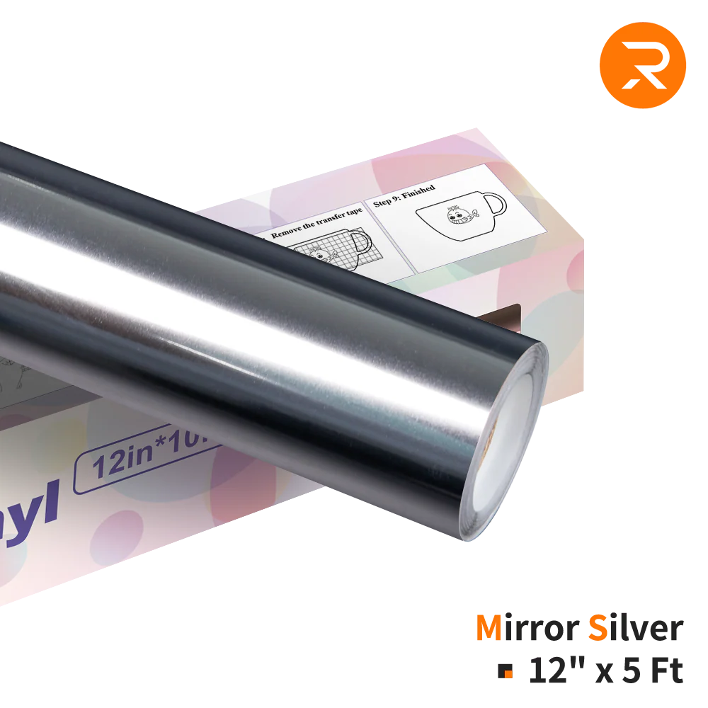 Mirror Metallic Adhesive Vinyl Roll - 12" x 5 FT（3 Colors Available) - Image 7