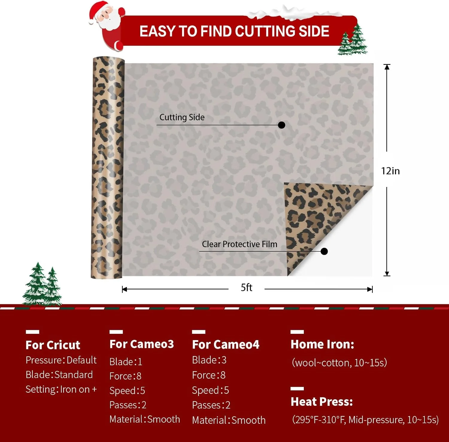 Leopard Heat Transfer Vinyl Rolls - 12" x 5ft (4 Colors) - Image 4