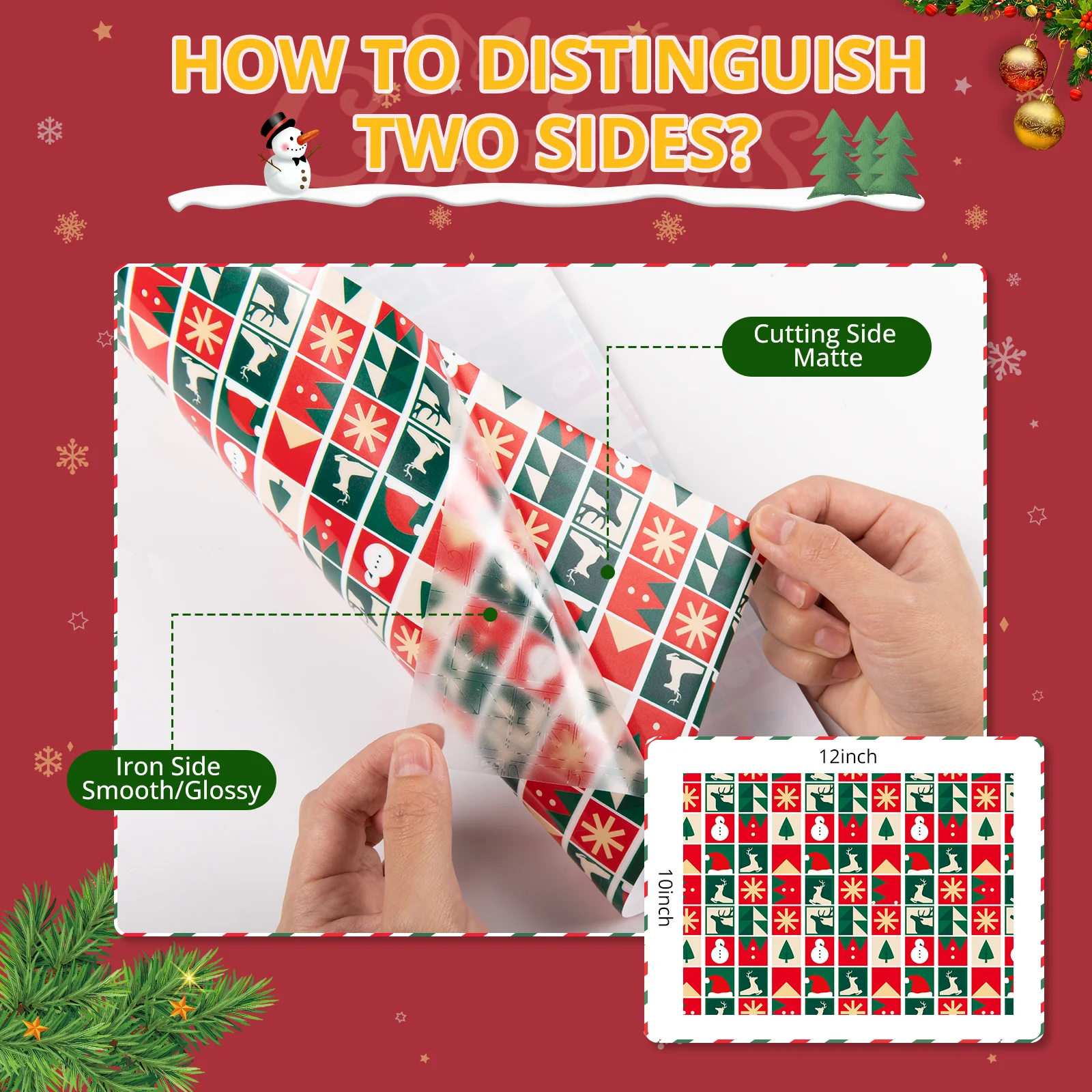 New Models Christmas Patterned Heat Transfer Vinyl Bundle - 13 Sheets 12"x10" - Image 4