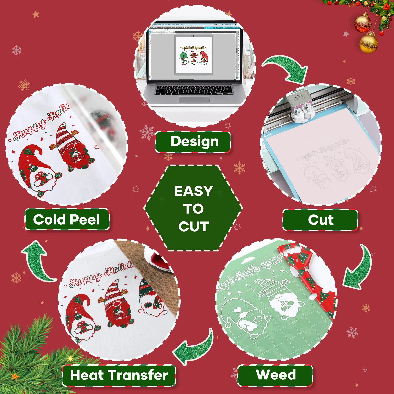 New Models Christmas Patterned Heat Transfer Vinyl Bundle - 13 Sheets 12"x10" - Image 7