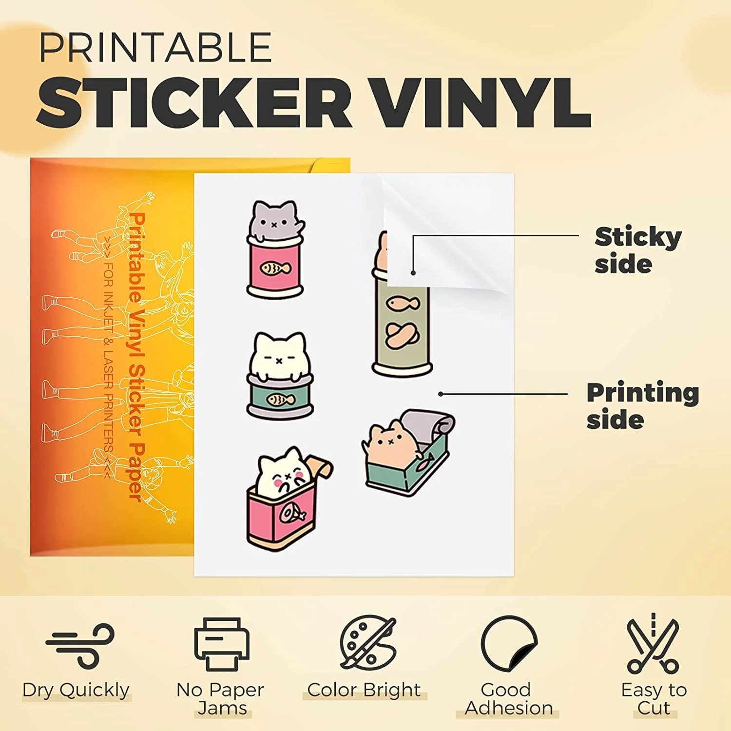 Glossy Printable / Matte Printable Vinyl Sticker Paper 100 Sheets Waterproof  - 8.5"X 11" - Image 4