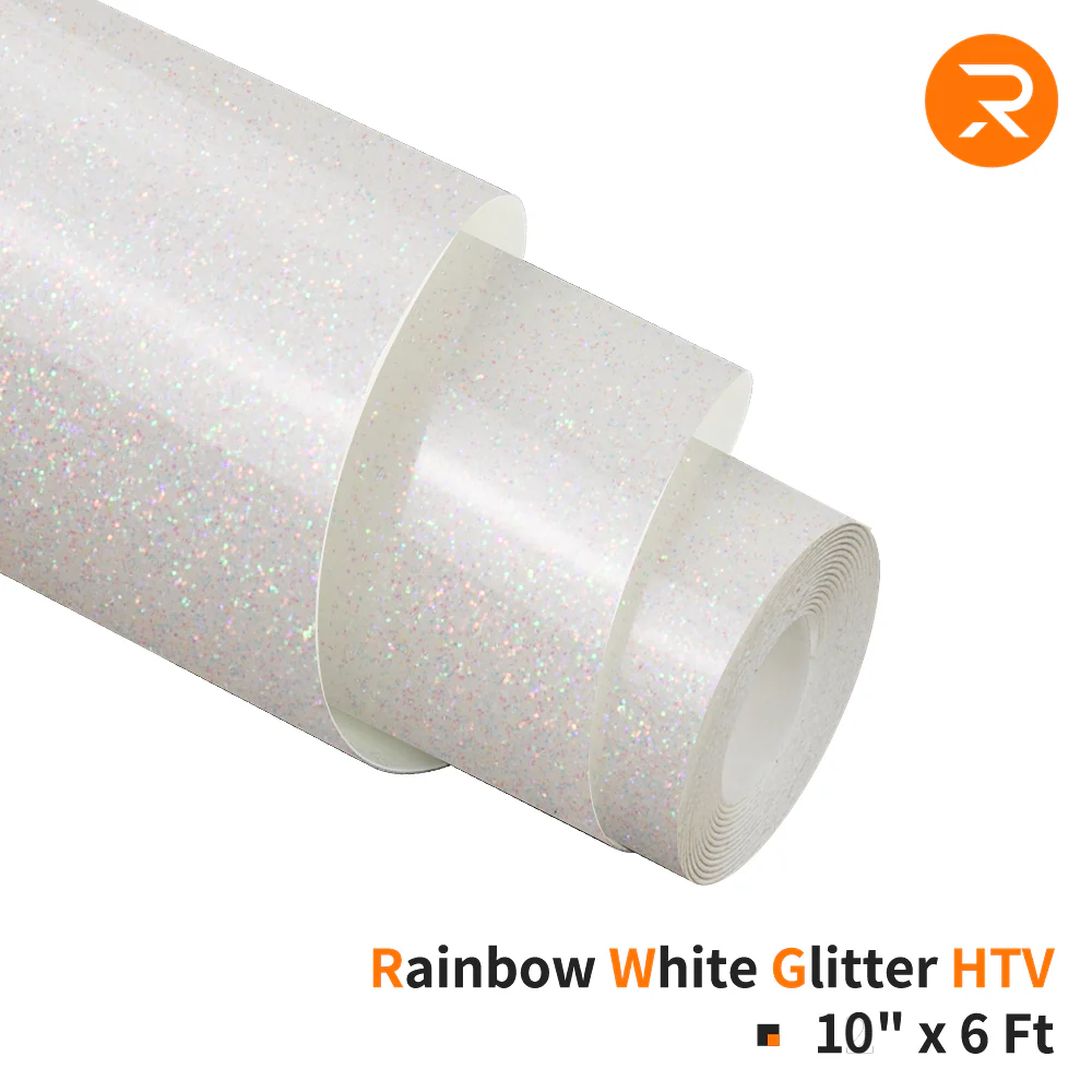 Rainbow Glitter HTV Vinyl Roll for Sublimation - 10" x 6 Ft (2 Colors) - Image 4