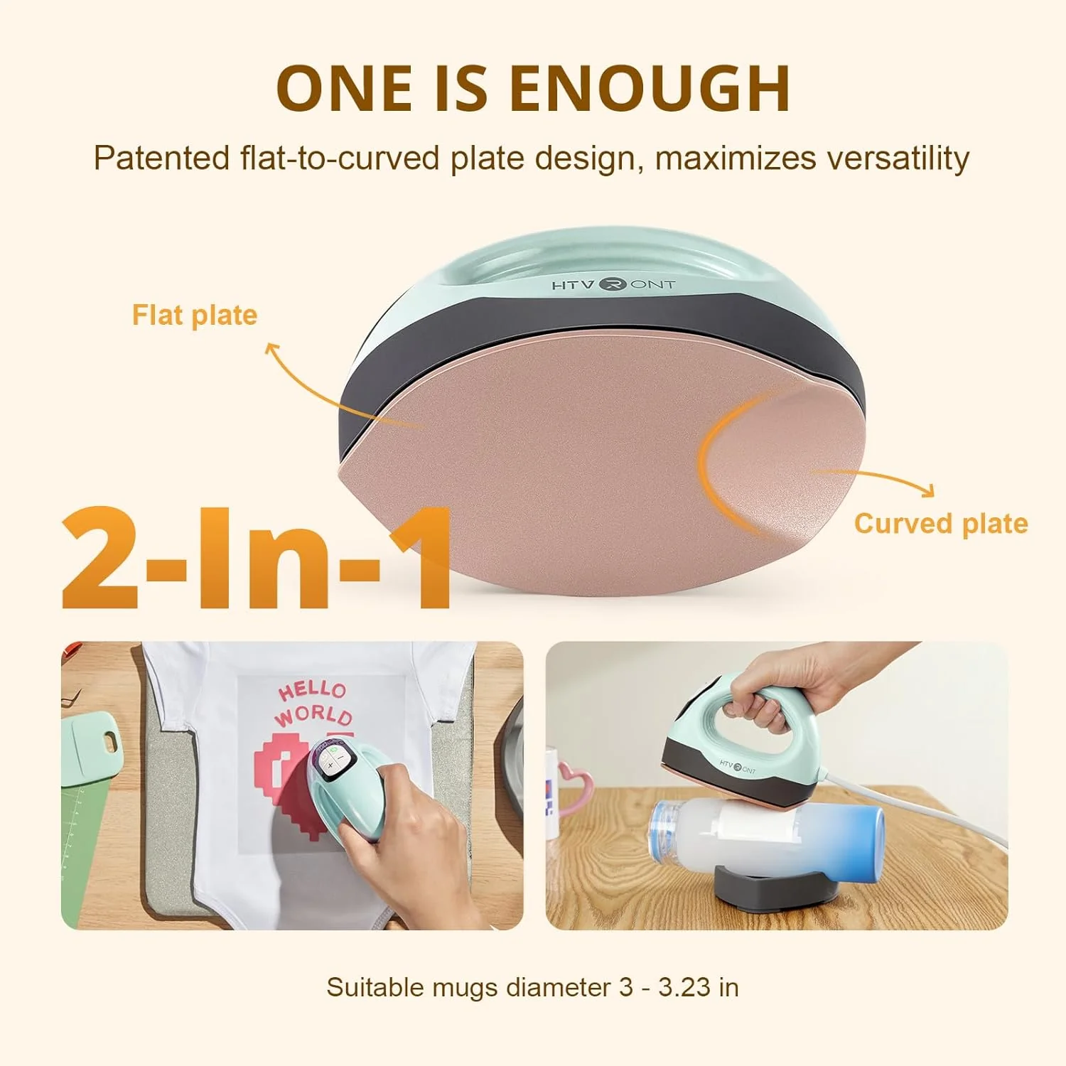 CA HTVRONT Mini3 Heat Press Machine -  For T-Shirts, Hats, Mugs,Bags - Image 2