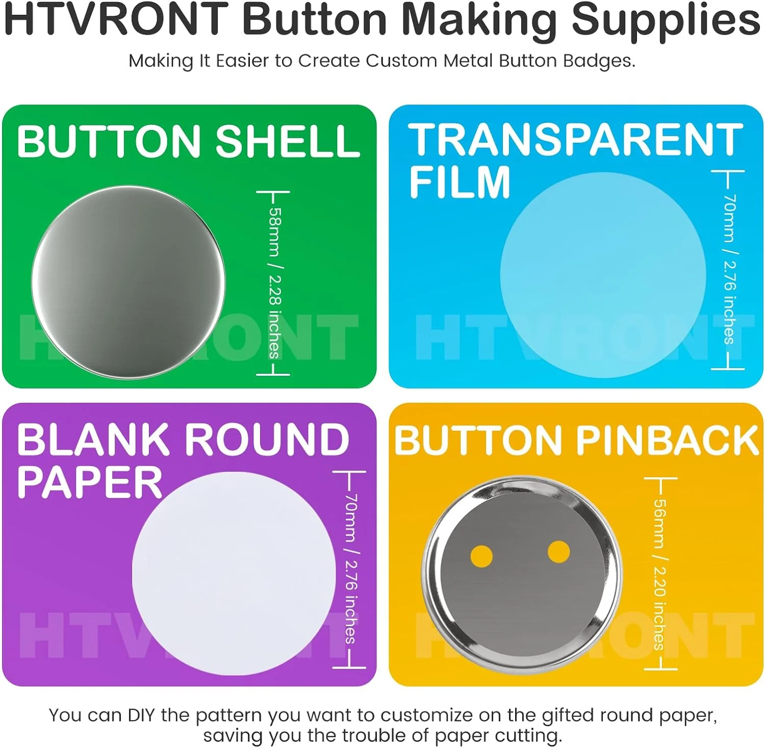 Reach a C$100 cart, you can add the Button Maker Machine for only C$29.99! HTVRONT CA Button Maker Machine 58mm with 110pcs Button Supplies - No Need to Install Pin Maker - Image 12