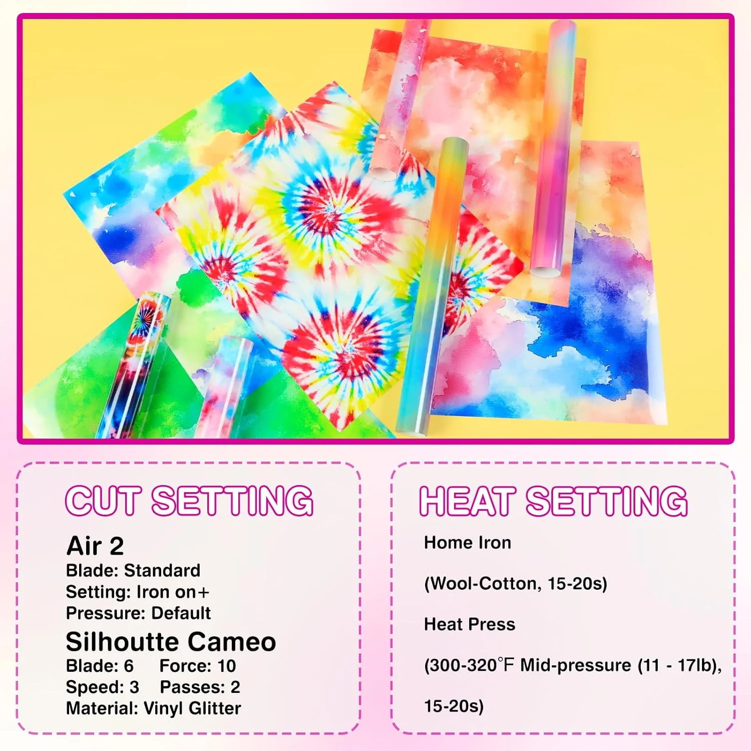 Tie-Dye Patterned Heat Transfer Vinyl Bundle - 12"x10" 10 Sheets - Image 3