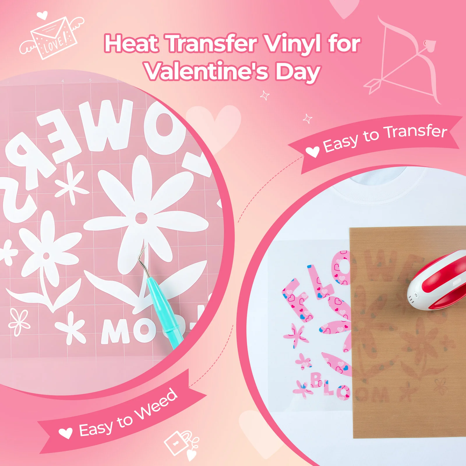 【Add 3, Pay Only 2】 Pink Series Heat Transfer Vinyl - 13 Pack Iron on Patterned HTV - 12 * 10in - Image 3