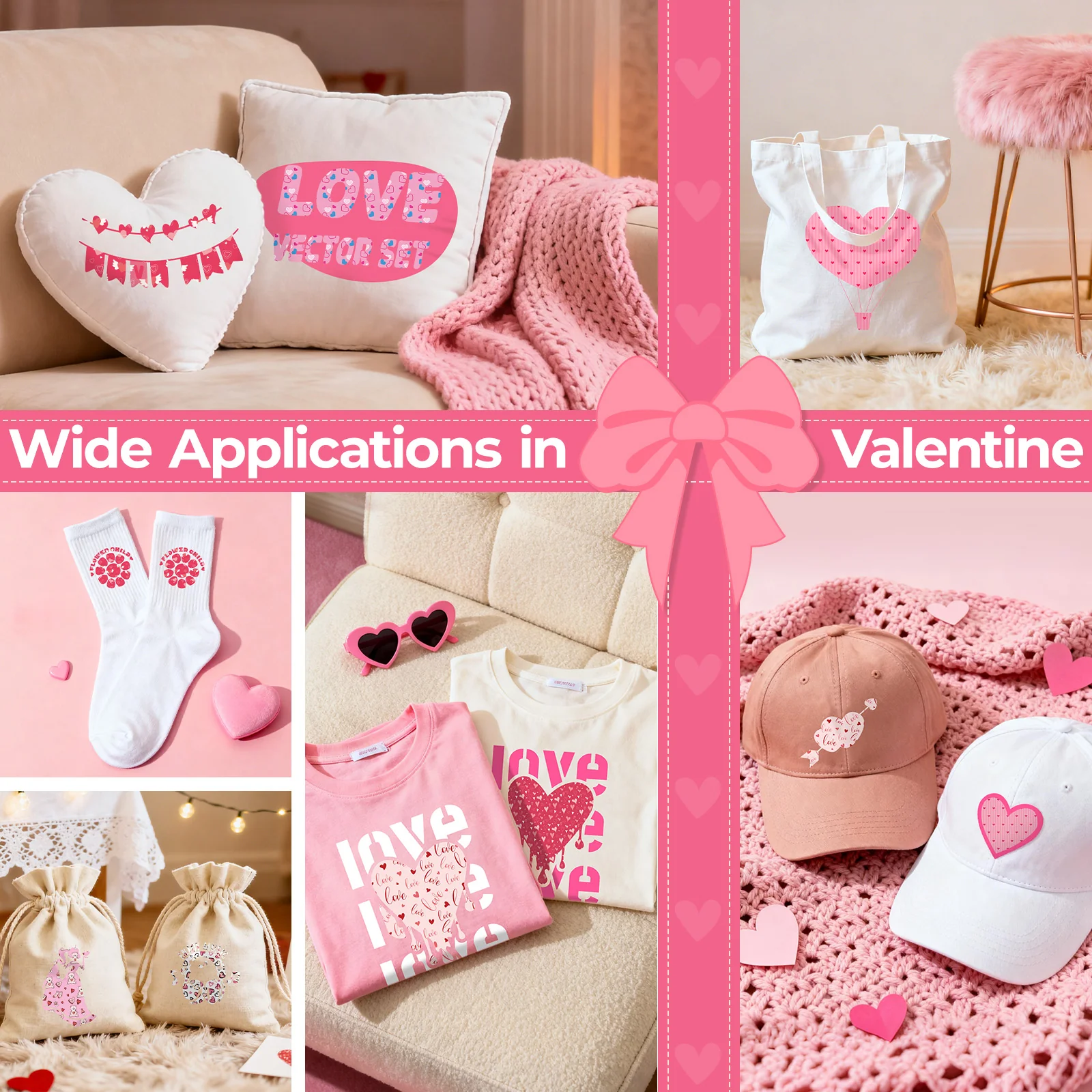 【Add 3, Pay Only 2】 Pink Series Heat Transfer Vinyl - 13 Pack Iron on Patterned HTV - 12 * 10in - Image 4