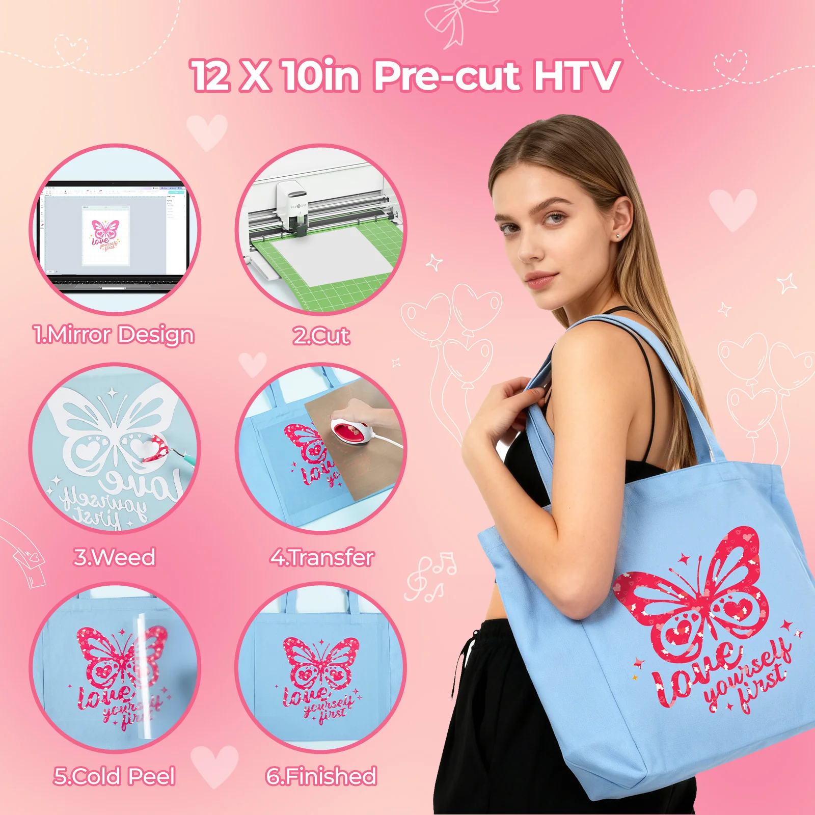 【Add 3, Pay Only 2】 Pink Series Heat Transfer Vinyl - 13 Pack Iron on Patterned HTV - 12 * 10in - Image 5